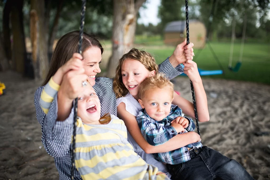 Liz Simmons with her kids